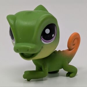 Littlest Pet Shop Green Chameleon Lizard Orange Tail